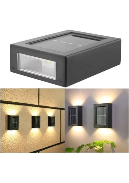Solar 4 Ledli 11CM Duvar Aydınlatması Su Geçirmez Gün Işığı Bahçe Balkon Ev-Ofis Güneş Enerjili LED modelleri