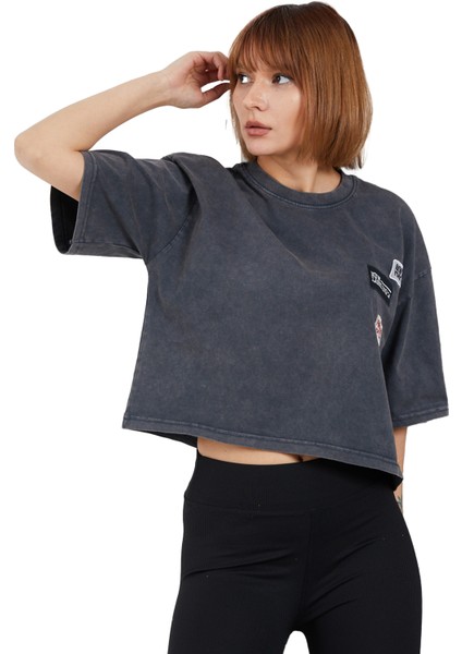 Yıkamalı Armalı T-Shirt Oversize Bol Salaş Crop Tişört modelleri