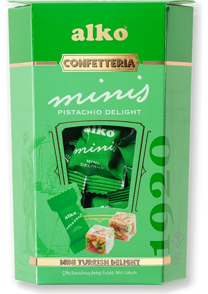 Çifte Kavrulmuş Antep Fıstıklı Pudra Şekeri Kaplı Mini Lokum 175 gr