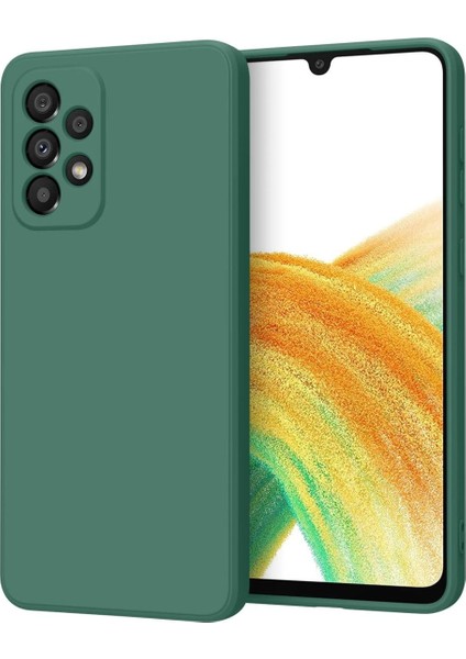 Samsung Galaxy A32 4g Uyumlu Premium Lansman Liquid Silikon Kılıf Içi Kadife-Haki