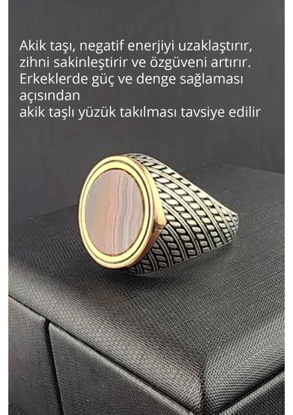 Akik Taşlı Gümüş Erkek Yüzük fırsatları