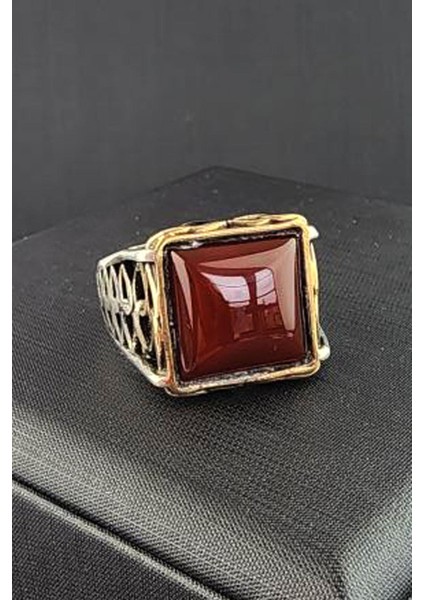 Akik Taşlı Gümüş modern erkek yüzük