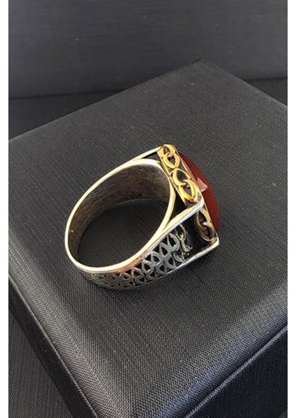 Akik Taşlı Gümüş modern erkek yüzük indirimleri