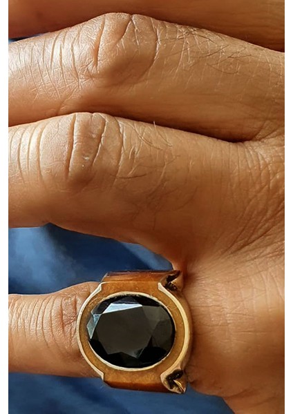 Oniks Taşlı Mine Işçiliği Gümüş Erkek Yüzük