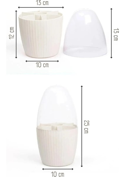 1 Adet Kapaklı Şık ve Minimalist Yapılı 7 Bölmeli Toz Geçirmeyen Makyaj Fırça Organizeri
