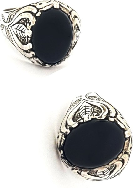 oniks taşlı gümüş erkek yüzük