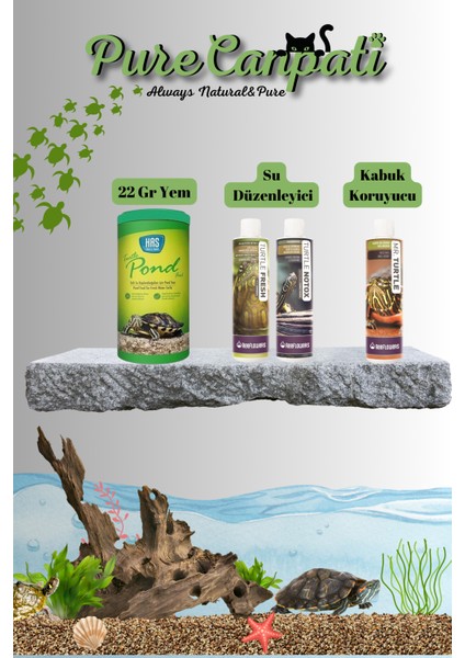 Kaplumbağa 22 gr Yem,bakım Seti(Kabuk Koruyucu ve Su Düzenleyici)
