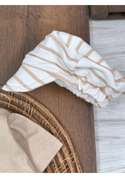 Babybiscoi Çizgi Desenli Düğme Detaylı Kasketli Erkek Bebek Şortlu Takım fırsatları