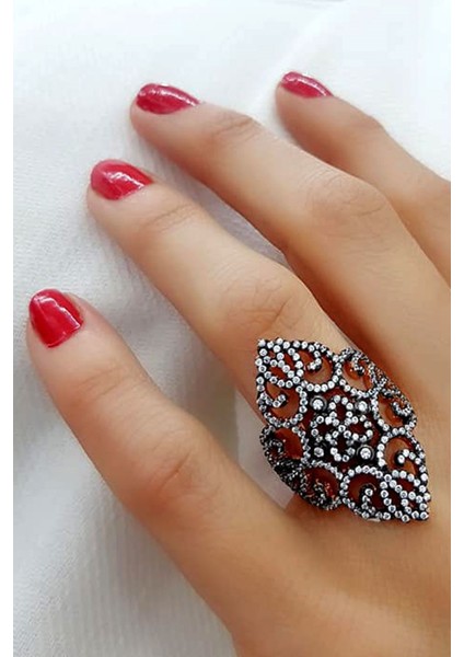 Zirkon taşlı elmas montur gümüş üzerine rose altın kaplama yüzük