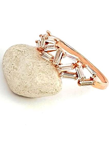 Baget kesim zirkon taşlı gümüş rose çıtır yüzük fiyatları