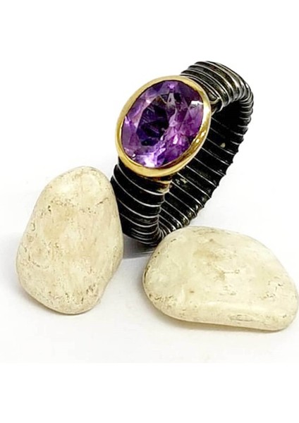 Ametist Taşlı Tasarım Gümüş Yüzük fiyatları