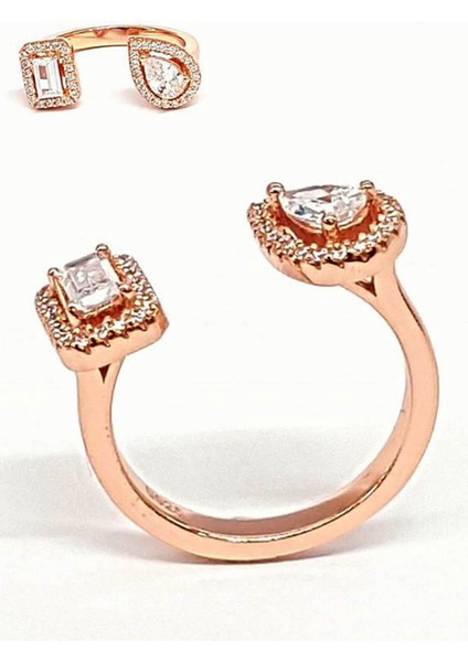 İtalyan tasarımı pırlanta ışıltısında zirkon taşlı ayarlanabilir gümüş yüzük