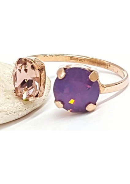 swarovski taşlı gümüş ayarlanabilir yüzük