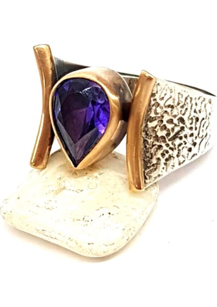 Ametist Taşlı Gümüş Tasarım Yüzük fiyatları