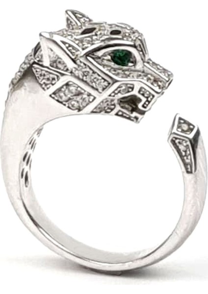 Pırlanta ışıltısında zirkon taşlı gümüş ayarlanabilir kaplan yüzük fiyatları