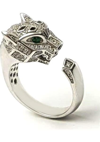 Pırlanta ışıltısında zirkon taşlı gümüş ayarlanabilir kaplan yüzük modelleri