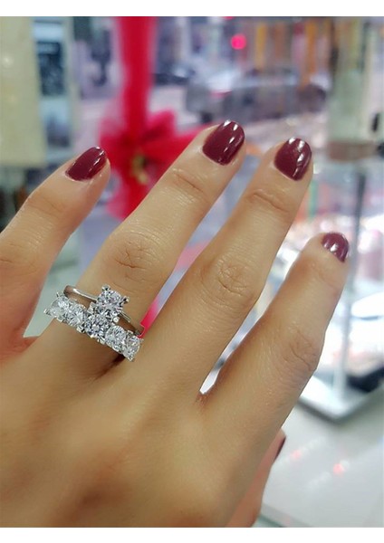 Tek Taş ve Beş Taş Bitişik Gümüş Yüzük fiyatları