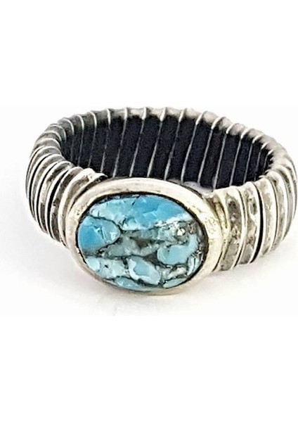 Tasarım El İşçiliğinde Turkuaz Taşlı Gümüş Yüzük fiyatları
