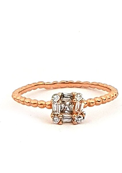 Baget tek taş gümüş rose yüzük fiyatları