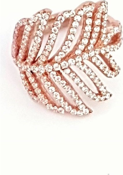 Yaprak Figürlü Gümüş Rose Yüzük