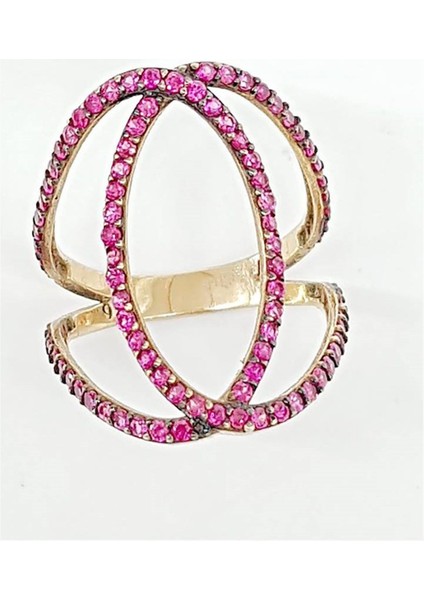 Pembe Zirkon Taşlı 925 Ayar Gümüş Rose Yüzük