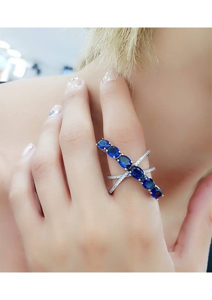 Lacivert Taşlı 925 Ayar Gümüş Vip Tasarım Yüzük fiyatları