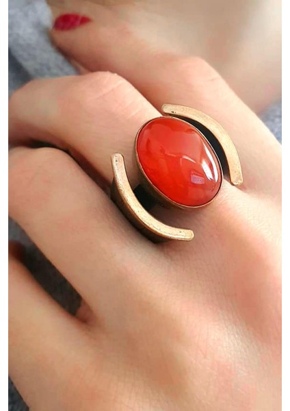 Akik taşlı gümüş tasarım el işi yüzük