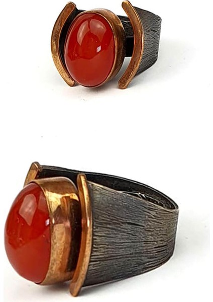 Akik taşlı gümüş tasarım el işi yüzük fiyatları