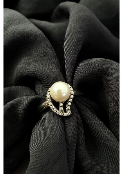 zirkon taşlı gümüş inci yüzük fiyatları