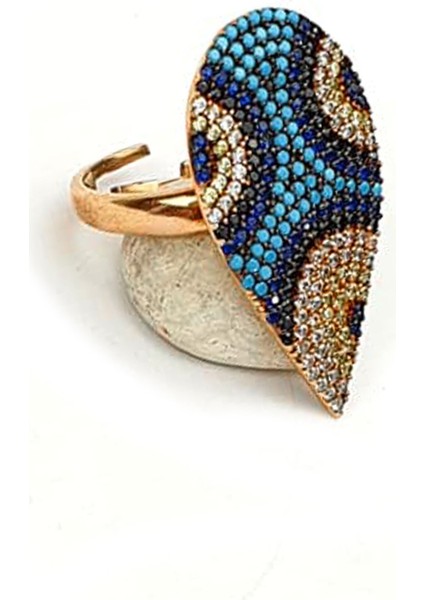 Nazar boncuğu desenli gümüş rose ayarlanabilir yüzük fiyatları