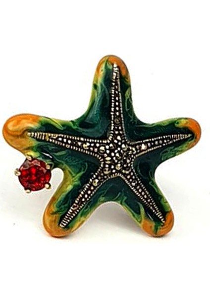 Mine işçiliği.özel tasarım gümüş deniz yıldızı yüzük fiyatları