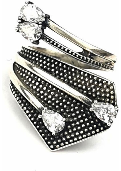 Zirkon taşlı tasarım el işi ayarlanabilir 925 ayar gümüş yüzük fiyatları