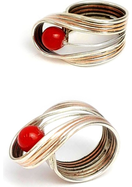 El işi tasarım mercan taşlı ayarlanabilir gümüş yüzük fiyatları