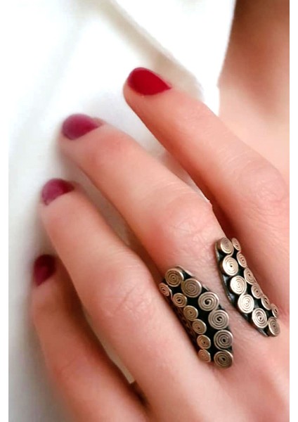 El işi tasarım ayarlanabilir gümüş yüzük