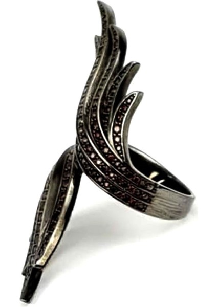 Granat taşlı siyah rodajli italyan tasarimi lüks gümüş yüzük modelleri