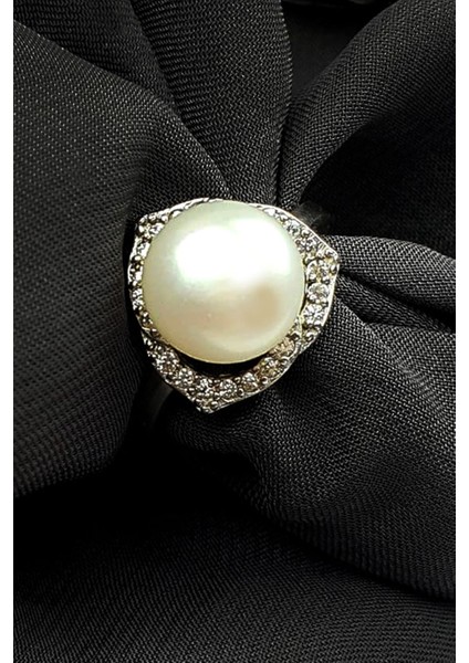 Zirkon taşlı gümüş incili yüzük fiyatları