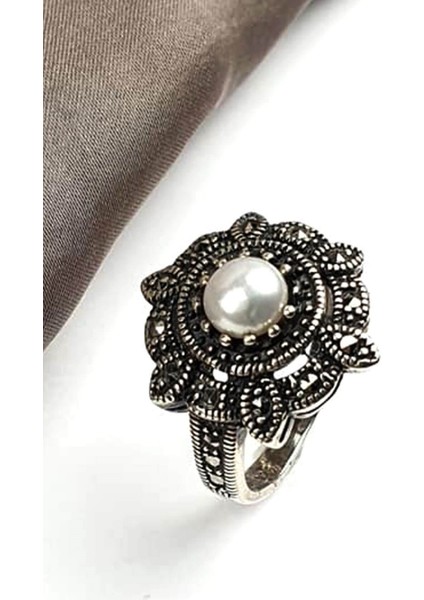 Markazit taşlı gümüş inci yüzük fiyatları