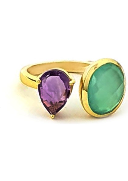 Kalsedon ametist taşlı ayarlanabilir gümüş yüzük modelleri