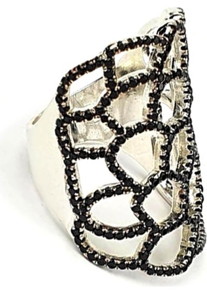 Siyah oniks taşlı gümüş tasarım yüzük