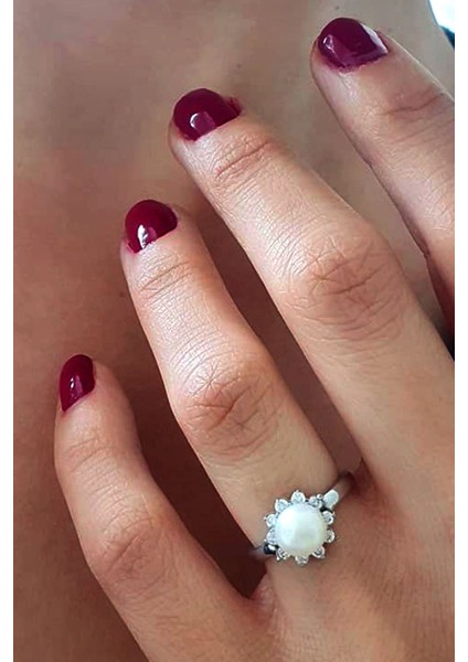 Gümüş zirkon taşlı inci yüzük fiyatları