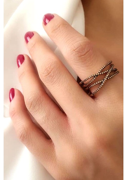 Sitrin taşlı gümüş rose yüzük