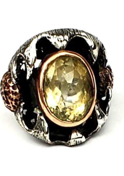 Sitrin taşlı gümüş tasarım yüzük modelleri