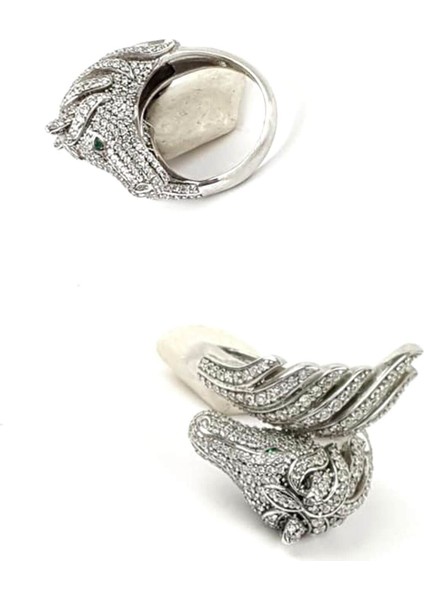Pırlanta ışıltısında zirkon taşlı gümüş at figürlü lüks ayarlanabilir yüzük fırsatları