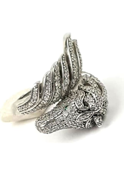 Pırlanta ışıltısında zirkon taşlı gümüş at figürlü lüks ayarlanabilir yüzük indirimleri