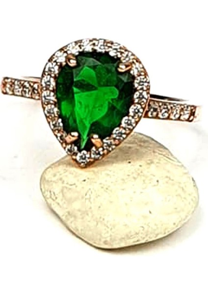 Pırlanta montür zirkon taşlı gümüş rose yüzük fiyatları