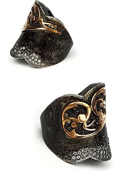 Siyah rodajlı tasarım gümüş yüzük modelleri