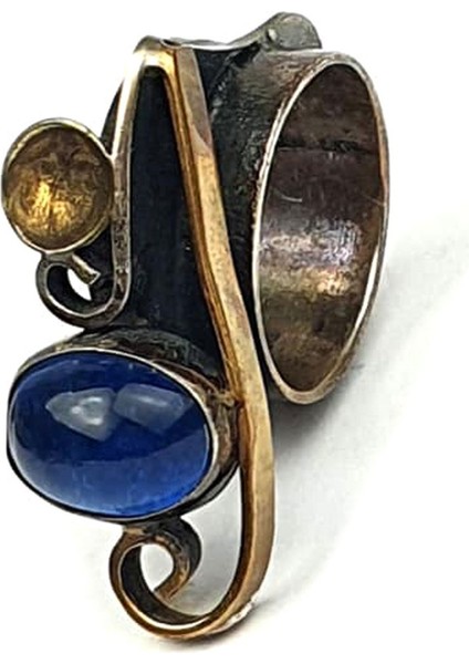 Mavi zirkon taşlı gümüş el işi tasarım yüzük fiyatları