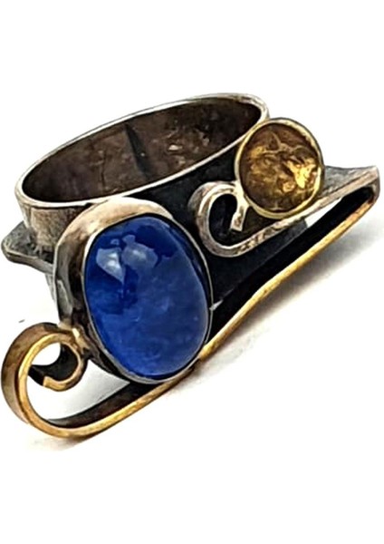 Mavi zirkon taşlı gümüş el işi tasarım yüzük modelleri