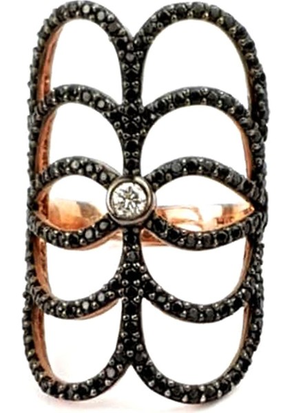 Siyah oniks taşlı gümüş rose yüzük fiyatları