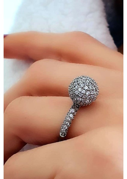 Zirkon taş detaylı gümüş top yüzük fiyatları